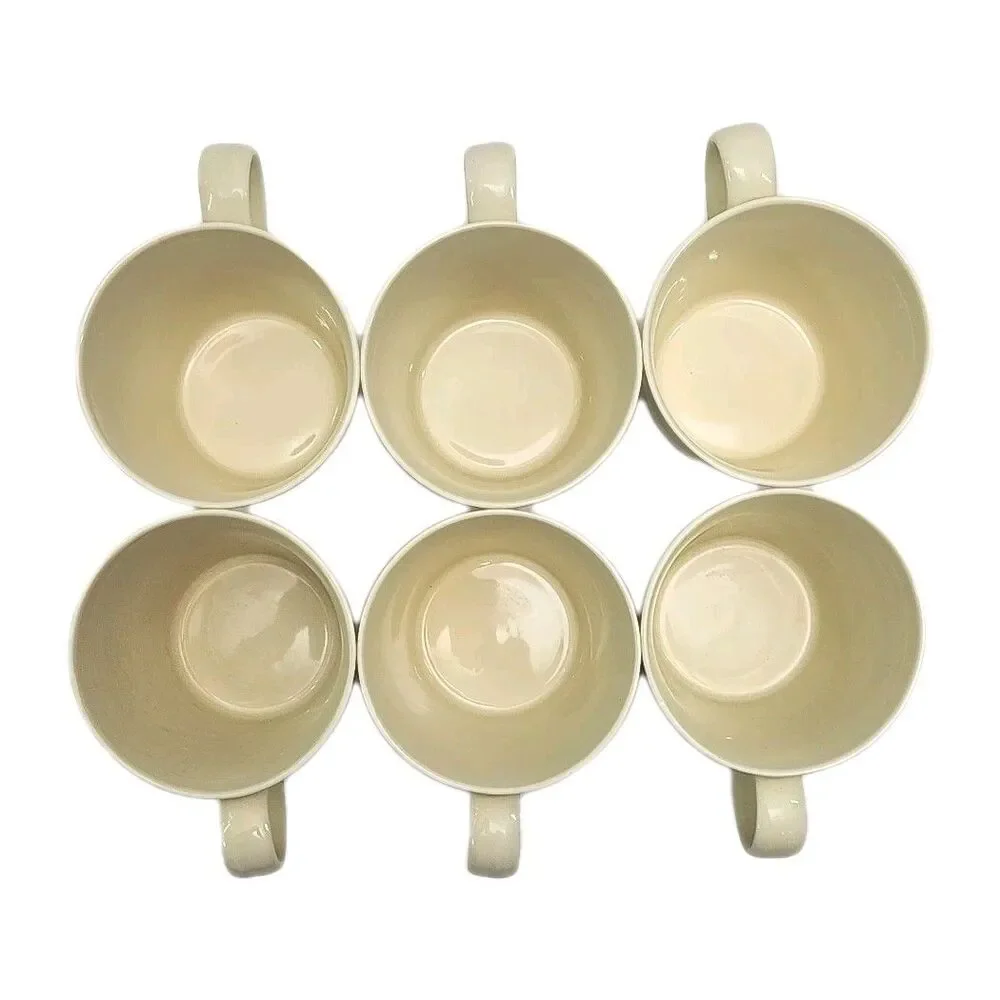 Crate & Barrel Coffee Mugs Set of 6 Ivory 3.25